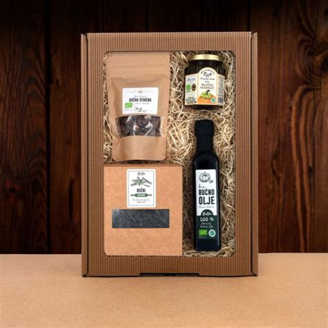 Eleganten darilni paket z bio pridelki