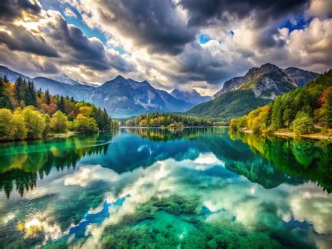 Slovenian landscape with a lake and mountains