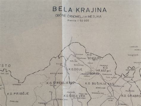 Zemljevid Bele krajine s poudarjenim Črnomljem