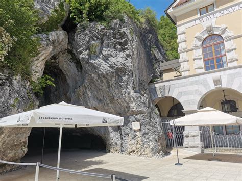 Panoramski pogled na vhod v Postojnsko jamo s parkom