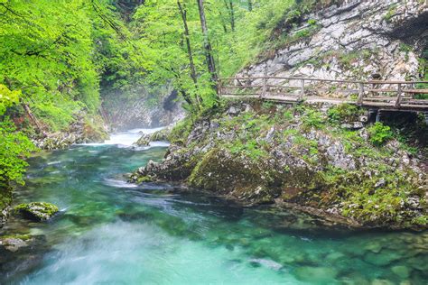 Slika reke Radovne, ki teče skozi sotesko Vintgar