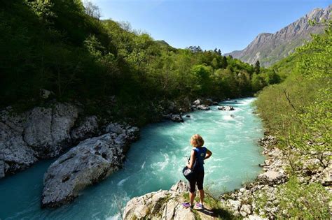 Alpska reka v zgodnjem jutranjem soncu