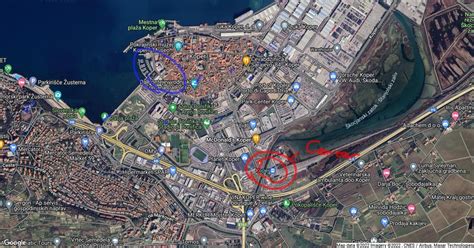 Zemljevid Kopra z označenimi znamenitostmi in turističnimi točkami