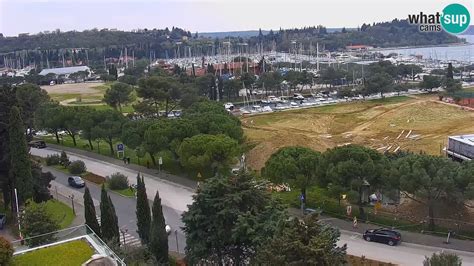 Pogled na Marino Portorož z jahtami v zalivu