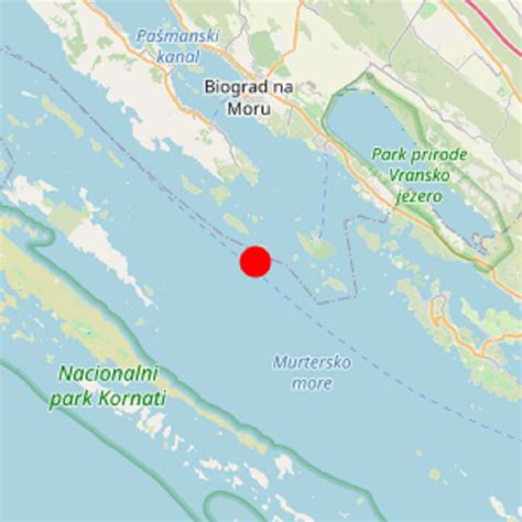 Zemljevid Biograda na Moru z označenimi plažami in lokacijo apartmajev