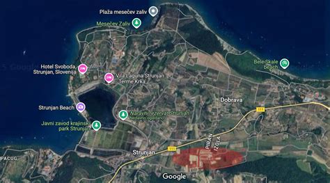 Zemljevid občine Piran z izpostavljenimi turističnimi območji