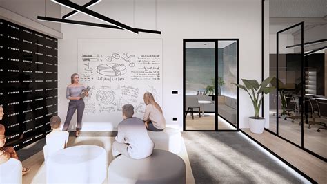 Notranjost pisarniškega prostora v Hatton Garden, ki prikazuje naravno svetlobo in sodobno opremo