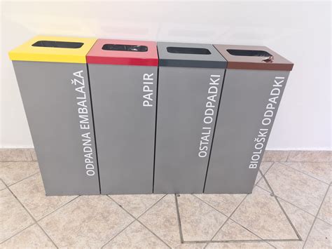 Ilustracija različnih vrst zabojnikov za ločeno zbiranje odpadkov