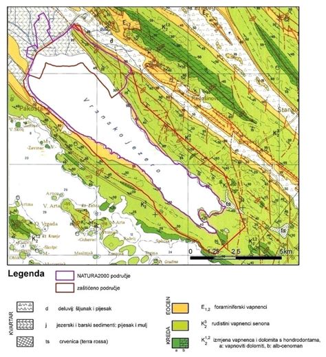 Geološka karta Jadranskega morja z označenimi potencialnimi nahajališči nafte in plina