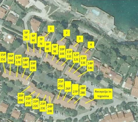 Mapa z lokacijami počitniških enot