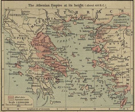 Karta Delsko-atiške zveze (Atenski imperij) na višku, 450 pr. n. št.