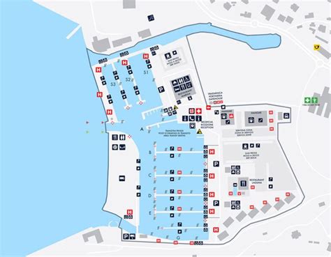 Zemljevid marine Portorož z označenimi plavalnimi krogi