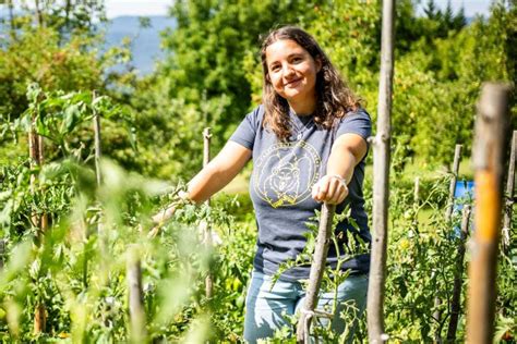 Družina na turistični kmetiji, ki se druži z živalmi