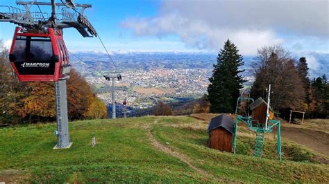 Shematski prikaz trase krožne kabinske žičnice Pohorska vzpenjača z višinskimi razlikami