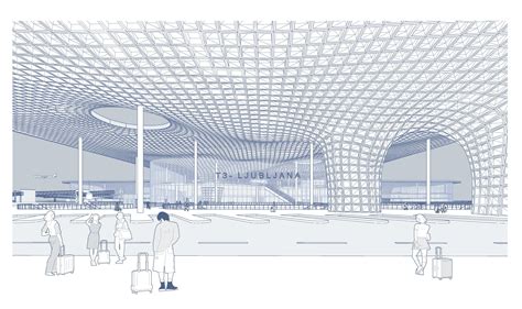 Notranjost sodobnega potniškega terminala Letališča Ljubljana