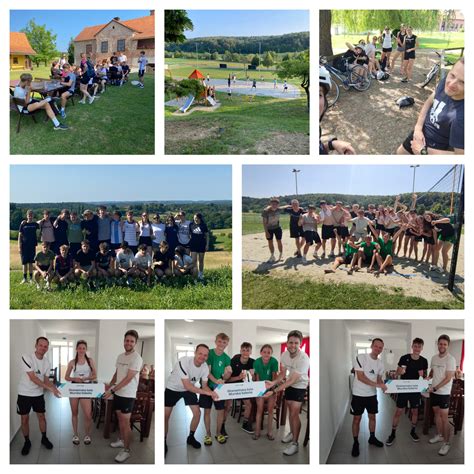 Skupina mladih med športnimi aktivnostmi v naravi