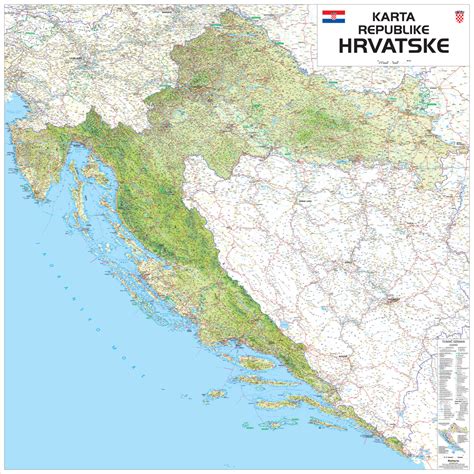 Karta Hrvatske s označenim poluotokom Pelješac i otokom Korčula