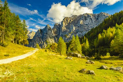 Zelena pokrajina Slovenije s hribi in dolinami