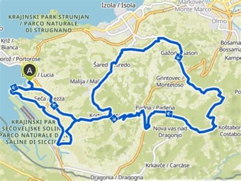 Karta kolesarskih poti okoli Kopra