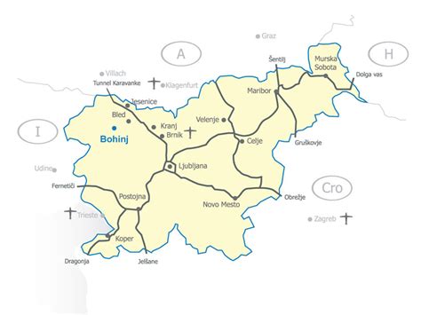 mapa Bohinja z označenim vodnim parkom