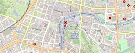 Zemljevid centra Ljubljane s poudarjenim Kongresnim trgom