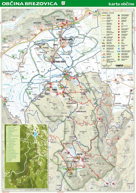 Zemljevid, ki prikazuje turistične točke v bližini Mojstrane