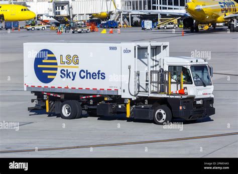 Refrigerated catering truck at an airport