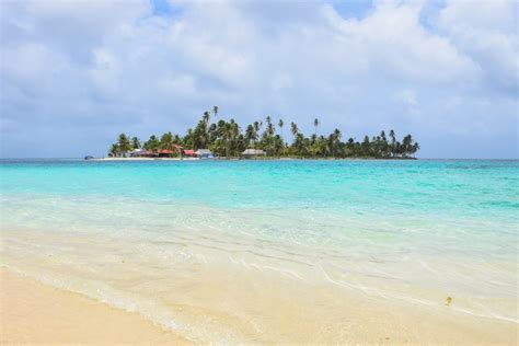 otok na Karibih s plažo in palmovi drevesi