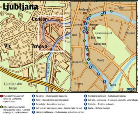 Ljubljana z reko Ljubljanico in Tromostovjem