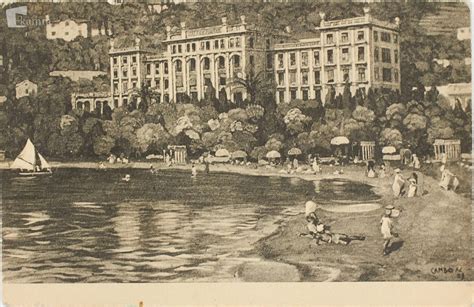 Portorož s plažo in Hotelom Palace na starem plakatu