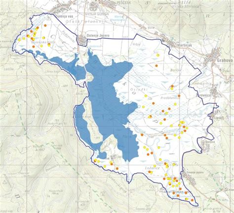 Zemljevid območja Tolminskega Loma z označenimi vasmi in pohodniškimi potmi