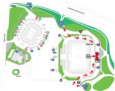 Lokacija Centra urbanih športov Stožice v Ljubljani