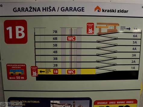 Diagram garažne hiše z označenimi parkirnimi mesti