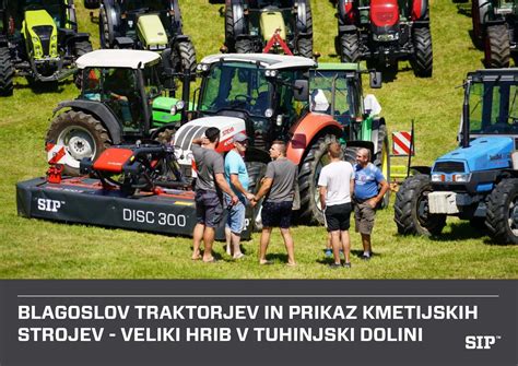 Grafika, ki prikazuje različne vrste kmetijskih strojev, od klasičnih traktorjev do sodobnih kombajnov.