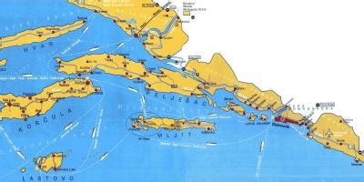Zemljevid hrvaških otokov z označenimi trajektnimi linijami