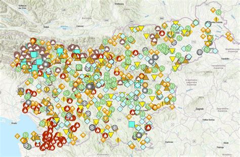 Zemljevid s prikazom kmetijskih površin v Sloveniji