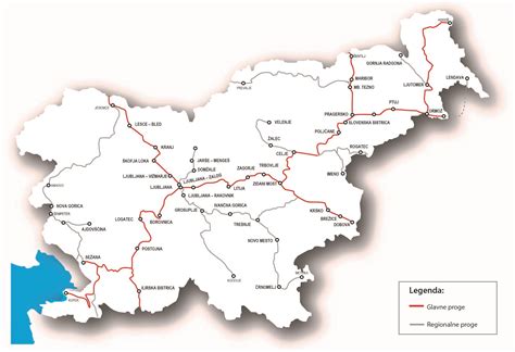 Zemljevid železniških povezav med Slovenijo in Italijo
