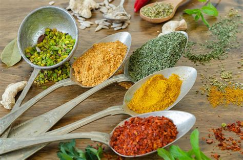 Prikaz različnih vrst začimb, ki se uporabljajo pri pripravi mesnin