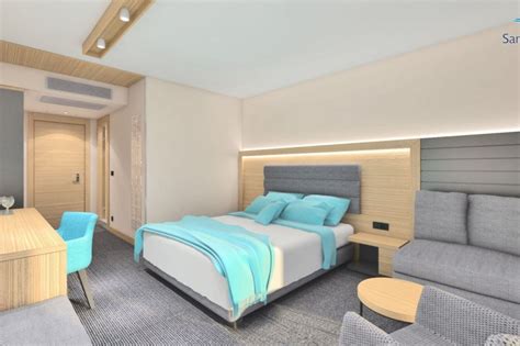 Notranjost sodobno opremljene sobe v Hotelu Haliaetum