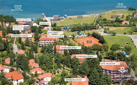 Zemljevid Izole z označenim položajem Hotela Haliaetum - San Simon Resort