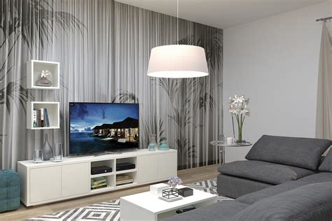 notranjost prostorne dnevne sobe z LCD televizijo