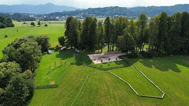 Urejena parcela s senco borovcev v kampu Oštro