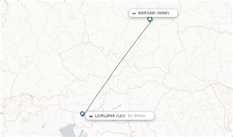 Ljubljana to Warsaw flight route map