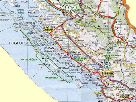 Mapa Jadranske obale s turističnimi destinacijami