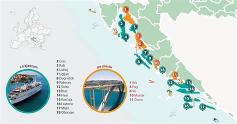 Položaj kampov na hrvaški obali in otokih