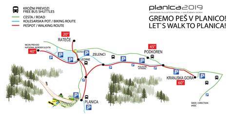 Bus route map to Planica
