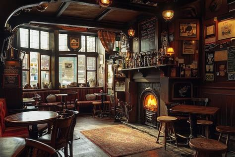 Traditional British pub interior with cozy seating