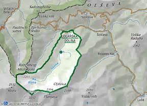 Zemljevid Logarske doline z označenimi znamenitostmi