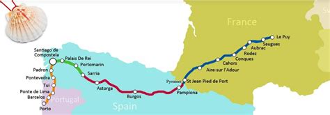 Zemljevid Poti sv. Jakoba (Camino de Santiago)