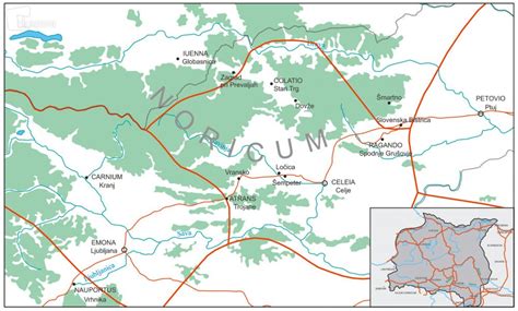 Zemljevid Begunj in okolice z označenim rekreacijskim centrom Krpin